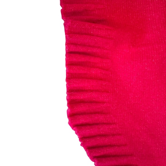 Ralph Lauren women’s red shimmer pleated edges tie warm lambswool shawl scarf - Picture 4 of 4